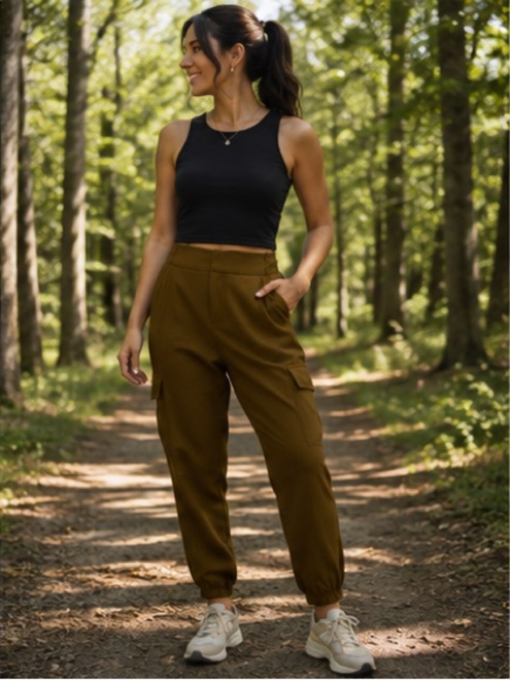 CALIA Effortless High Rise Jogger Dark Khaki Olive Size L NEW